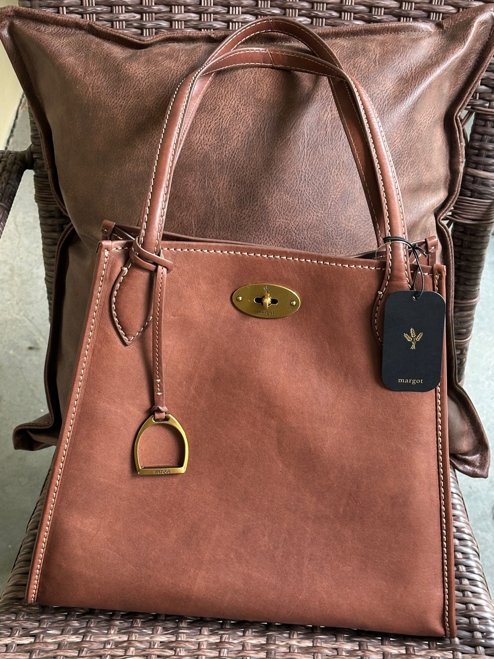 Margo New York Phoebe Leather Tote Bag in Cognac - Picture 11 of 11